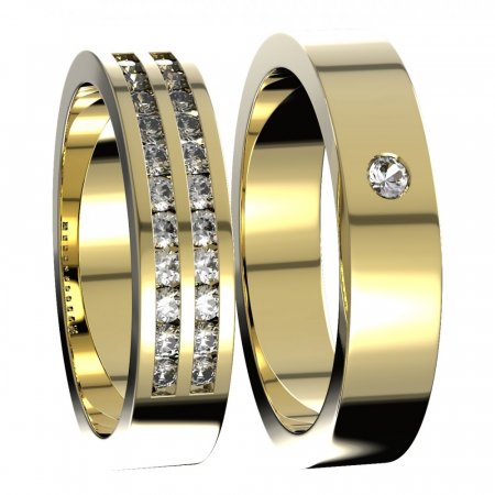 BG zlatý snubní prsten 656/17m - Kov: Žluté zlato 585, Kámen: Bílý kubický zirkon