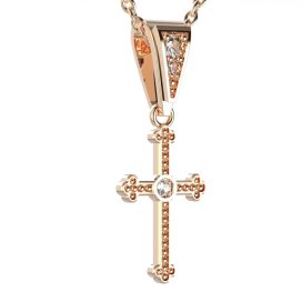 BG zlatý diamantový přívěšek křížek 1110 Růžové zlato 585 (30-90dní) Diamant lab-grown