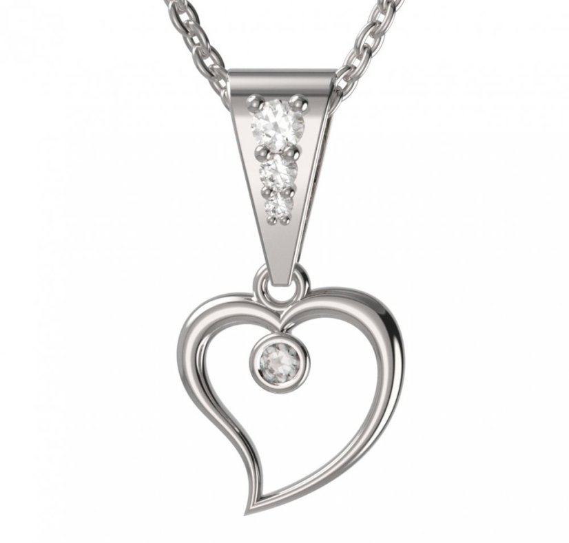 BG zlatý diamantový přívěšek srdíčko 1267 Bílé zlato - 585 Diamant lab-grown