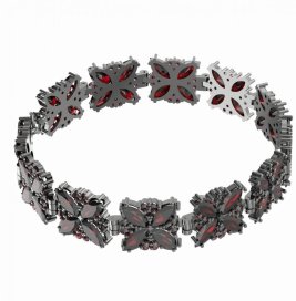 BG náramek vsazený český granát  408 Stříbro 925 - ruthenium (30-90dní) Granát