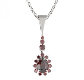 BG přívěs s centrálním kapkovitým kamenem 509-B Stříbro 925 - rhodium Granát