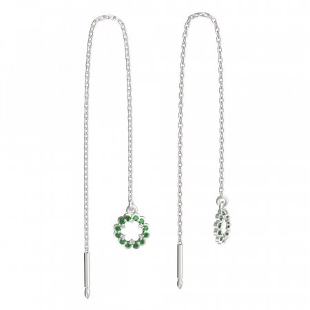 BeKid, Gold kids earrings -855 - Switching on: Chain 9 cm, Metal: White gold 585, Stone: Green cubic zircon