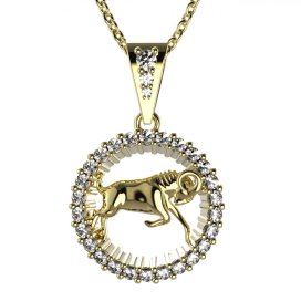 BG zlatý diamantový přívěšek Beran 045 Žluté zlato - 585 Diamant lab-grown