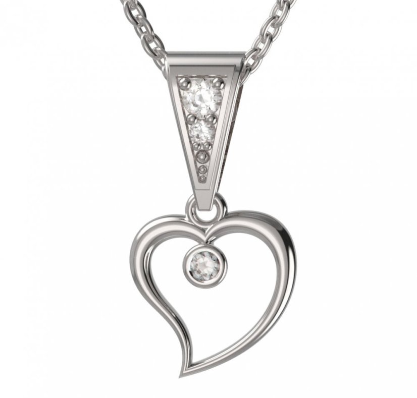 BG zlatý přívěšek srdíčko 1267 Bílé zlato - 585 Diamant