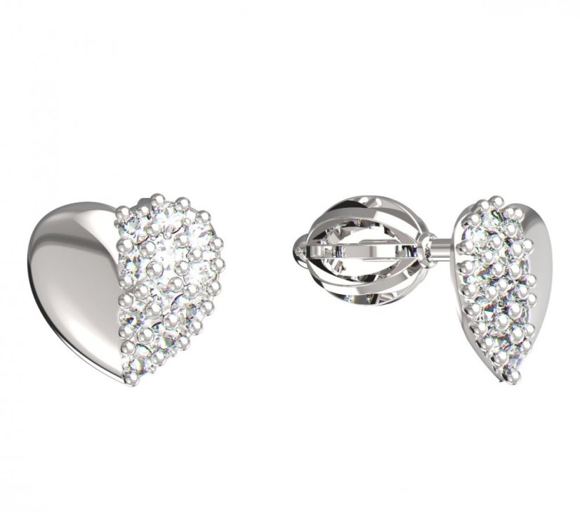 BeKid dětské náušnice srdíčko 865 Bílé zlato - 585 Diamant