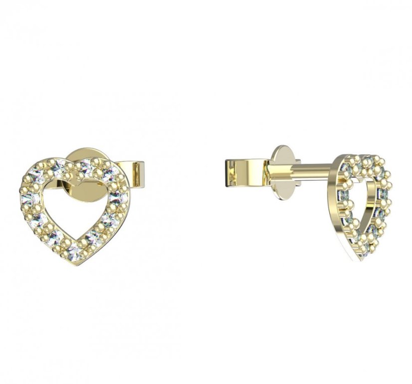 BeKid dětské náušnice srdíčko 858 Žluté zlato - 585 Diamant