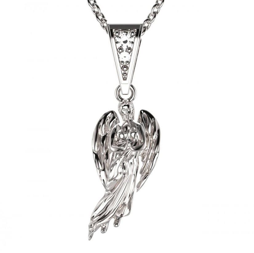 BG zlatý přívěšek anděl 1174 Bílé zlato - 585 Diamant