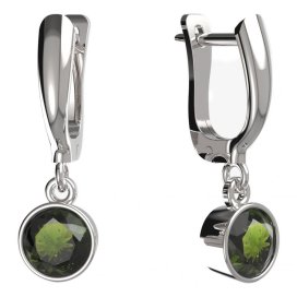 BG zlaté vltavínové náušnice 724 Bílé zlato - 585 Vltavín