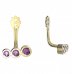 BeKid Gold earrings components  three stones - Metal: Yellow gold 585, Stone: Pink cubic zircon