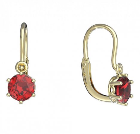 BeKid, Gold kids earrings -1294 - Switching on: Brizura 0-3 roky, Metal: Yellow gold 585, Stone: Red cubic zircon