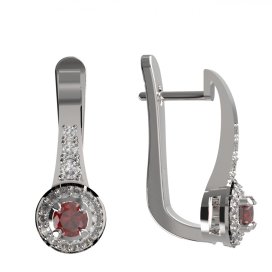 BG náušnice vltavín kruhového tvaru 651 Bílé zlato - 585 Granát a diamant