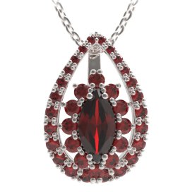 BG přívěs s centrálním oválným kamenem 504-90 Stříbro 925 - rhodium Granát