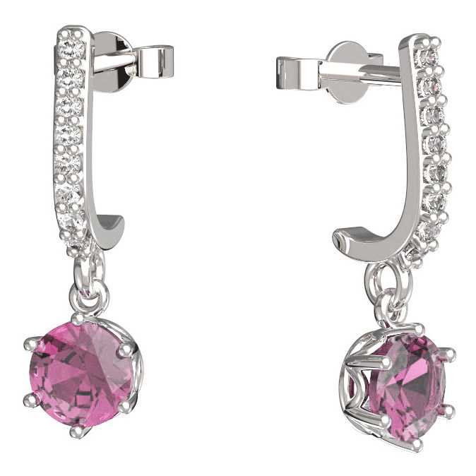 BeKid dětské náušnice 1295 Bílé zlato - 585 Růžový kubický zirkon