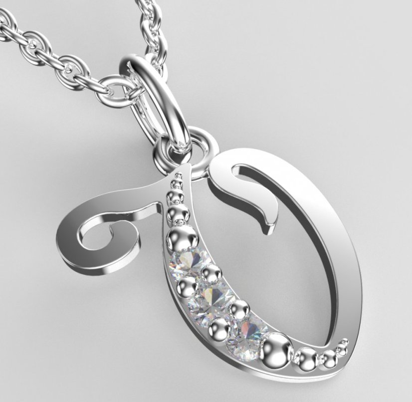 BeKid dětský zlatý přívěsek písmenko V - 1530 Bílé zlato - 585 Diamant