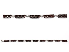 BG náramek vsazený granát hvězdicový brus  041 Stříbro 925 - rhodium Granát