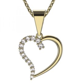 BG zlatý diamantový přívěšek srdíčko 1258 Žluté zlato - 585 Diamant lab-grown