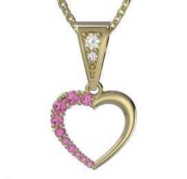 Zlatý přívěsek srdíčko s růžovým zirkonem, žluté zlato 585 – 1255 (ZN3412551)