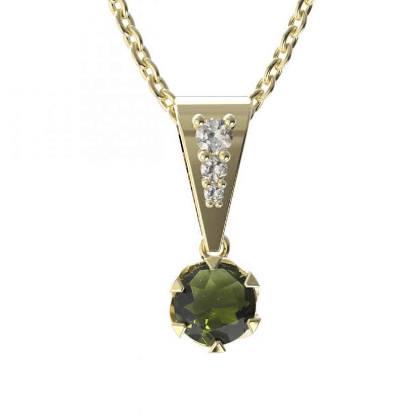 BG vltavín přívěšek 872 Žluté zlato - 585 Vltavín a diamant