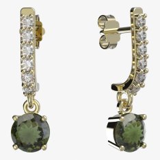 BG vltavínové náušnice 727 Žluté zlato - 585 Vltavín a diamant
