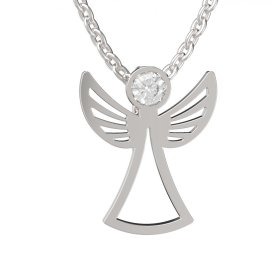 BG zlatý diamantový přívěs  Anděl 1371 Bílé zlato - 585 Diamant lab-grown
