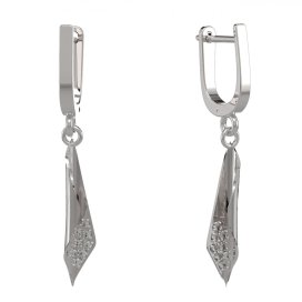 BG zlaté náušnice 1364 Bílé zlato - 585 Bílý kubický zirkon