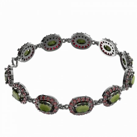 BG garnet bracelet 728 - Metal: Silver 925 - rhodium, Stone: Garnet