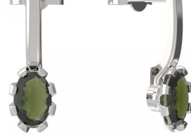 BG vltavínové náušnice 560 Bílé zlato - 585 Vltavín