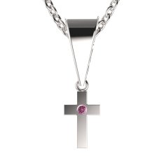 BG zlatý přívěšek křížek 1105 Bílé zlato - 585 Růžový kubický zirkon