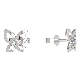BeKid dětské náušnice motýlek 844 Bílé zlato - 585 Diamant