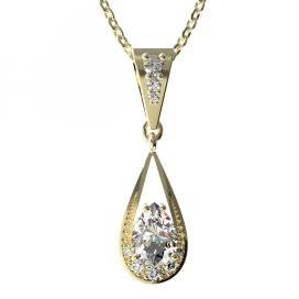 BG zlatý přívěšek  638 Žluté zlato - 585 Bílý kubický zirkon