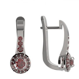 BG náušnice kruhového tvaru 651 Stříbro 925 - rhodium Granát