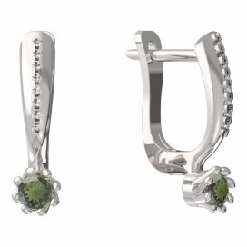 BG vltavínové náušnice 554 Bílé zlato - 585 Vltavín a diamant