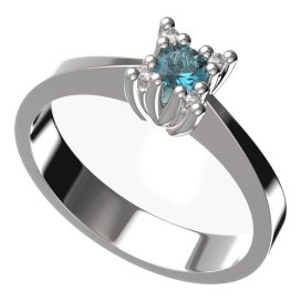 BG zlatý prstýnek 762 Bílé zlato - 585 Světle modrý kubický zirkon