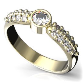 BG zlatý prstýnek 719 Žluté zlato - 585 Diamant