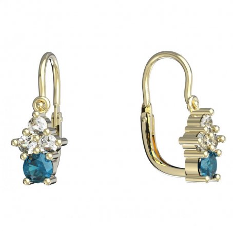 BeKid, Gold kids earrings -159 - Switching on: Brizura 0-3 roky, Metal: Yellow gold 585, Stone: Light blue cubic zircon