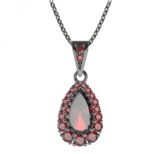 BG přívěs kapkovitého tvaru 633-1 Stříbro 925 - ruthenium (30-90dní) Granát