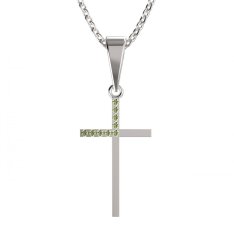 BG zlatý přívěšek křížek 1166 Bílé zlato - 585 Zelený kubický zirkon