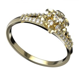 BG zlatý prstýnek 878 M Žluté zlato - 585 Diamant