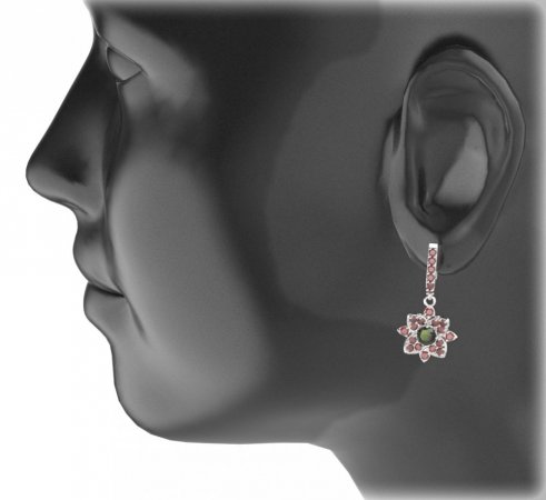 BG  earring 735-R7 oval - Metal: Silver 925 - rhodium, Stone: Garnet