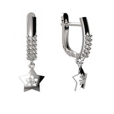 BG zlaté náušnice hvězdička 824 Bílé zlato - 585 Diamant