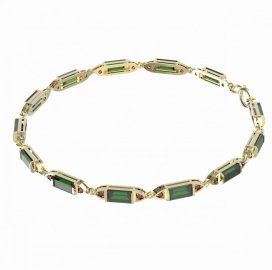 BG náramek 645 Stříbro 925 - pozlacené Vltavín a granát