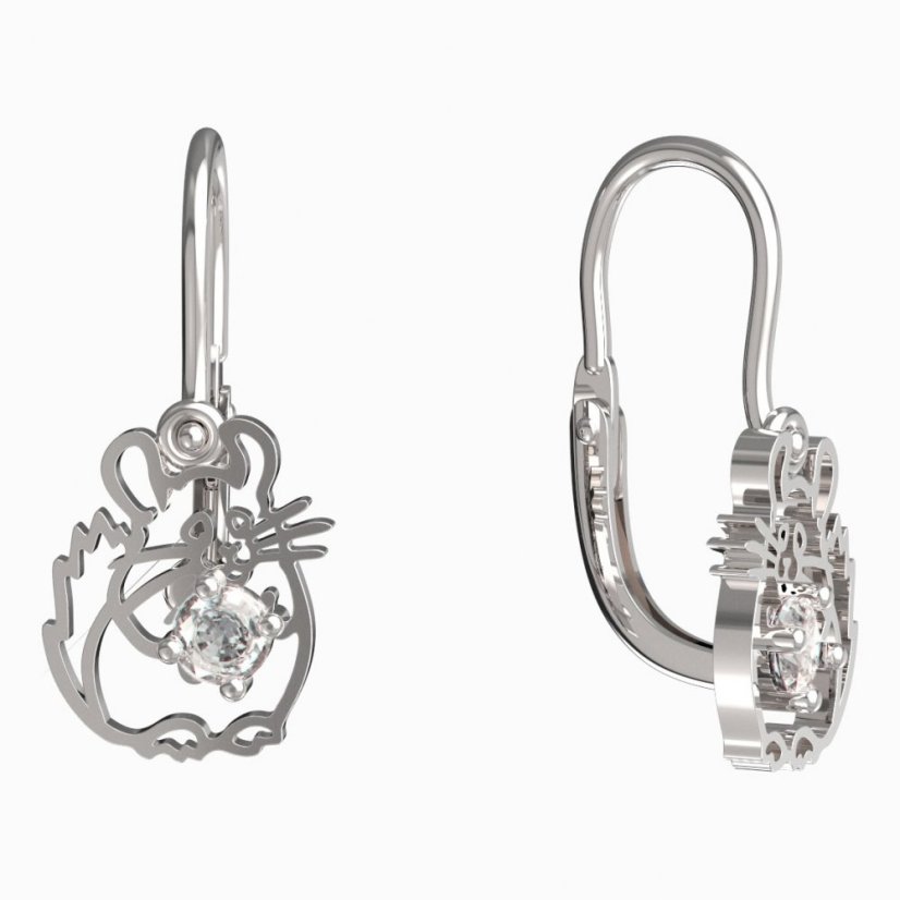 BeKid dětské náušnice činčila 1192 Bílé zlato - 585 Diamant