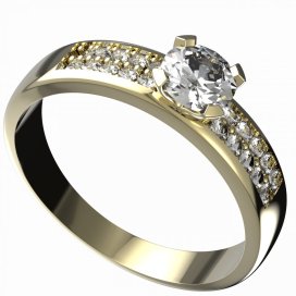 BG zlatý diamantový prstýnek 558 F Žluté zlato - 585 Diamant lab-grown