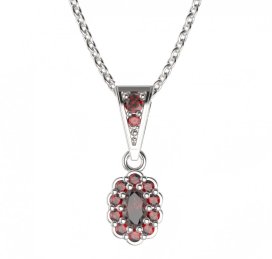 BG přívěs oválný 455-1 Stříbro 925 - rhodium Granát