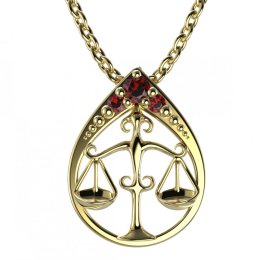 BG granátový přívěšek Váhy 047 Žluté zlato - 585 Granát