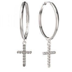 BG zlaté náušnice křížek 1106 Bílé zlato - 585 Diamant