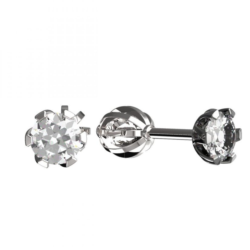 BG zlaté náušnice 870 Bílé zlato - 585 Diamant