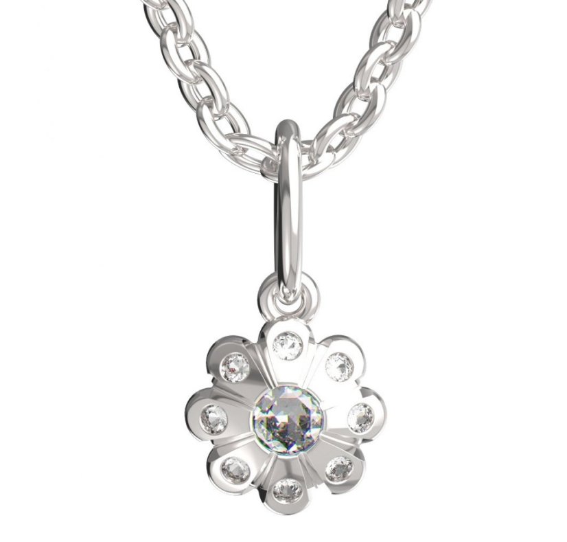 BeKid dětský přívěšek kvítek 838 Bílé zlato - 585 Diamant