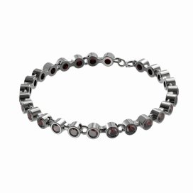 BG náramek přírodní broušený granát   738 Stříbro 925 - ruthenium (30-90dní) Granát