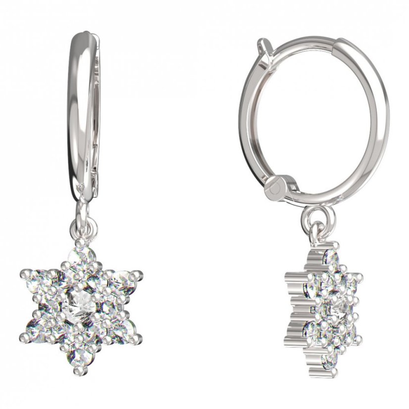 BeKid dětské náušnice hvězdička 090 Bílé zlato - 585 Diamant